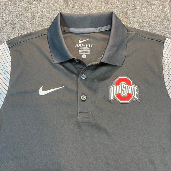Brand New Nike Ohio State Buckeyes Football Polo Shirt Black Men's Size Small - Picture 2 of 8